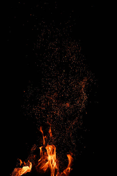 istock Blazing flame of fire on black background 1692147983