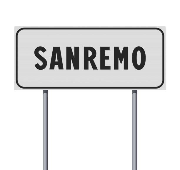 znak drogowy miasta sanremo - san remo stock illustrations
