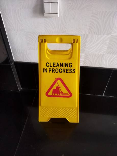 istock Portabel yellow colour sign with warning 1692150054