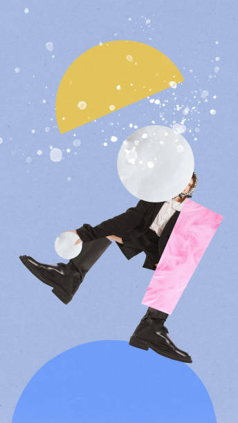 istock Poster. Contemporary art collage. Modern creative artwork. Woman dressed vintage playing snowballs. Winter activities. trendy urban style. 1692151713