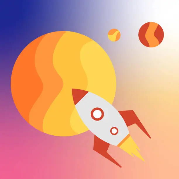 Vector illustration of Business start up, Rocket launch up to the space