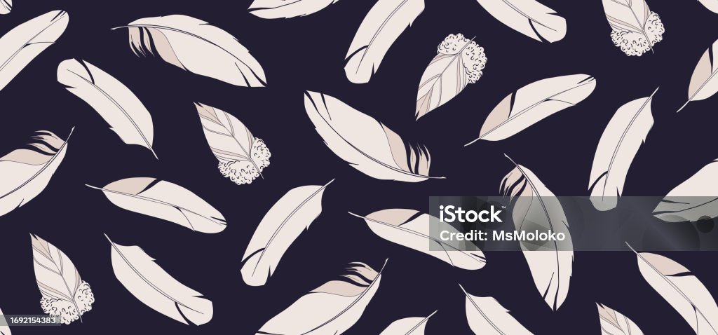 Vector Rip Feather Seamless Pattern With Feathers Vector Illustration Stock Illustration ...