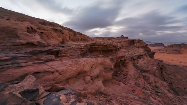 istock Rocky scenery in Wadi Rum desert during overcast morning 1692158330