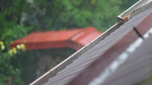 istock Heavy Rain Hitting House Roof and Rain Gutter During Thunderstorm 1692175556