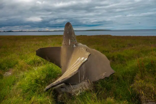 Photo of Canadian destroyer Skeena wreck remains, ViÃ°ey island off the coast of ReykjavÃ­k, Iceland. It sank on a storm in 1944.