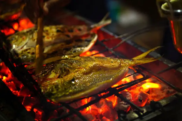 Photo of Traditional Indonesian Grilled Fish Over a Big Fire