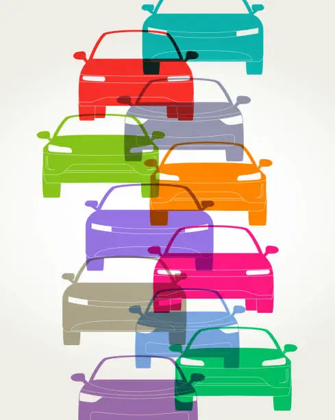 Vector illustration of Stylised Electric Cars or automobiles