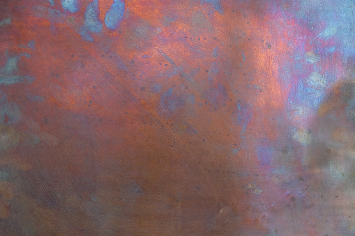 Copper surface. Wall. Background. Oxidation.