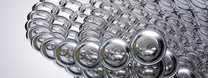 Large curved glass ball Blue gradation Elegant and Modern 3D Rendering image backgroundhigh Resolution 3D rendering image