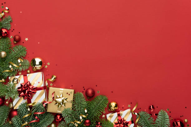 istock Red Christmas Background with Border Decoration 1692252705