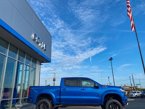 Clarksville, Indiana USA September 20, 2023: A view of the exterior of a Chevy Dealership in Clarksville, Indiana