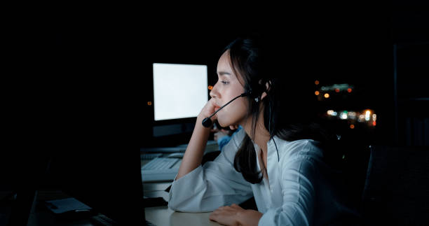 istock Call center employees are tired from working in groups at night. Service available 24 hours a day. 1692272868