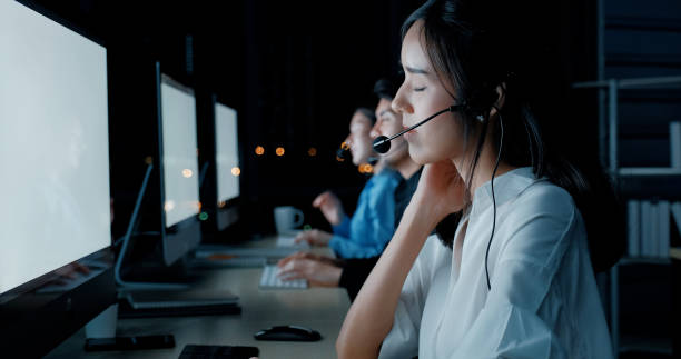 istock Call center employees are tired from working in groups at night. Service available 24 hours a day. 1692272896
