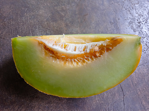 Close up photo of green melon. selective focus