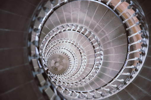 Rome, Italy - June 4, 2011: The old stairway inside the Vatican museum in Rome, Italy