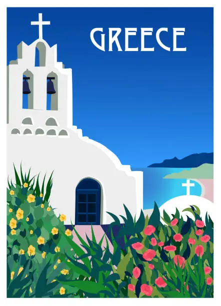 Vector illustration of Poster about greece and its island