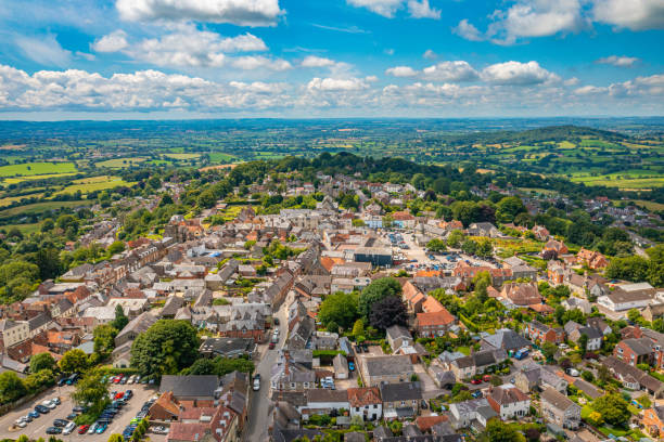 Shaftesbury, Dorset. Aerial photo from a drone of Shaftesbury in the county of Dorset, UK. shaftesbury england stock pictures, royalty-free photos & images