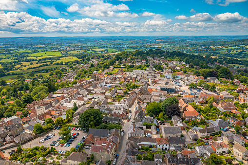 Aerial photo from a drone of Shaftesbury in the county of Dorset, UK.