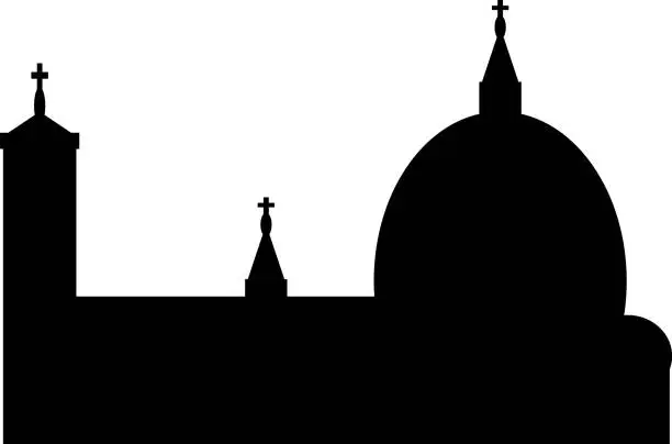Vector illustration of Simple black flat drawing of the CATHEDRAL OF SANTA MARIA DEL FIORE, FLORENCE