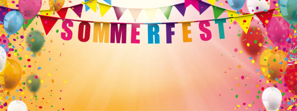 istock Sommerfest Orange Sky Sun Confetti Balloons Garlands Header 1692358535