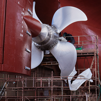 big turbine on large ship