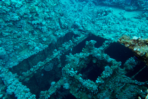 The wreck of the Iona ship in the red sea offshore from Yanbu, Saudi Arabia