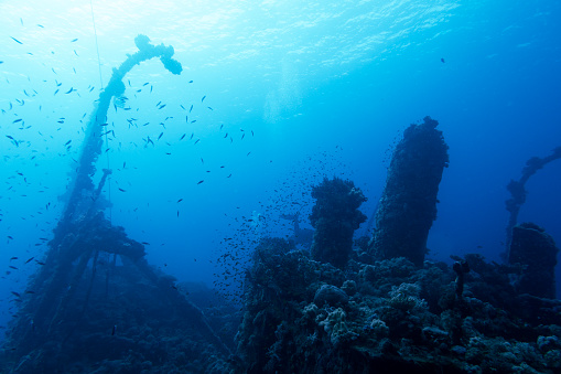 The wreck of the Iona ship in the red sea offshore from Yanbu, Saudi Arabia