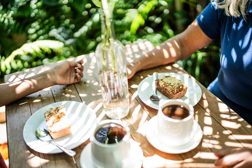 Close-up of a table in coffee shop or house garden