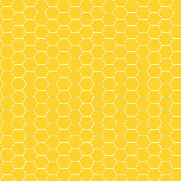 Vector illustration of Yellow, orange beehive background. Honeycomb, bees hive cells pattern. Bee honey shapes. Vector geometric seamless texture symbol. Hexagon, hexagonal raster, mosaic cell sign or icon. Gradation color.