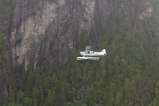 De Havilland Beaver DHC-2 N87597 flying in Misty Fjord, Alaska, USA
