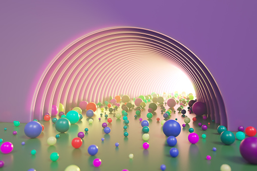 The path to the bright portal of the Metaverse. 3d render