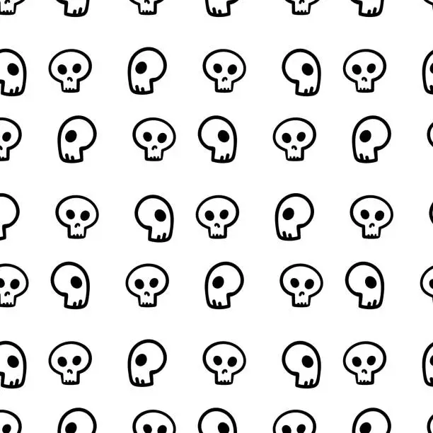 Vector illustration of Skull pattern on transparent background, vector graphics, simple design. Halloween, holiday pattern, vector