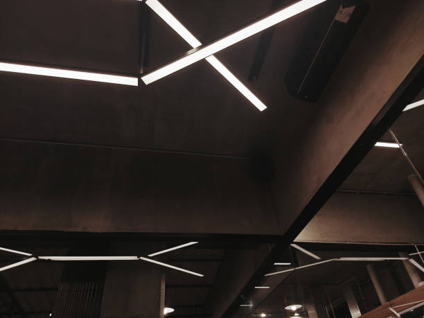 istock Long straight LED ceiling lamp decoration with industrial concept 1692550587