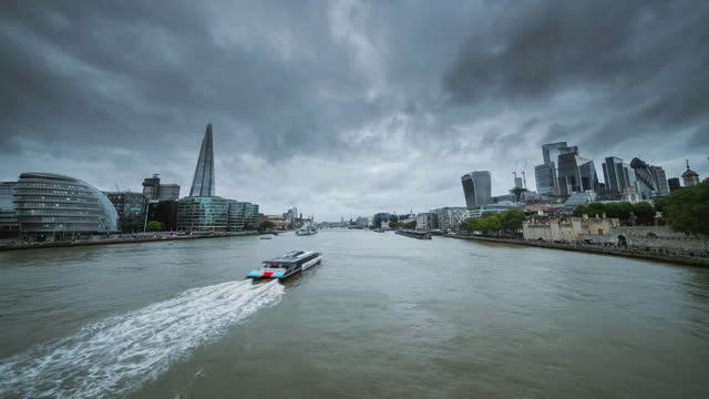 Thames river on a cloudy day in London