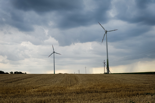 wind farm during a storm