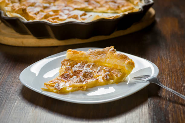apple tart on puff pastry - a quick and tasty dessert