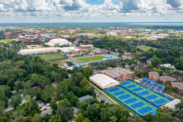 University of Florida - Aerial Drone View Gainesville, FL USA - 9/05/2022: Aerial view of University of Florida. university of florida stock pictures, royalty-free photos & images
