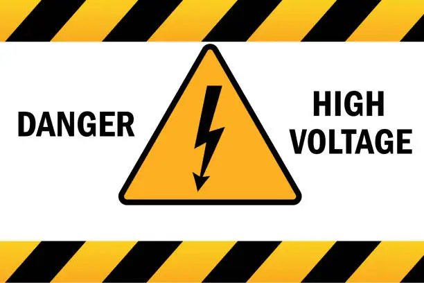 Vector illustration of Warning sign. Dangerous electrical voltage icon.