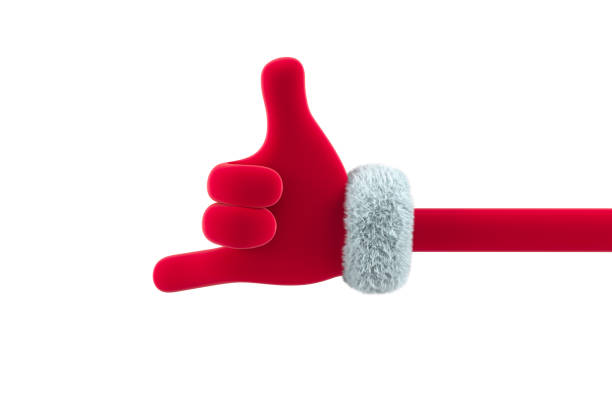 istock Santa red hand make cool gesture. Christmas and New Year Day event concept. 3d rendering 1692600497