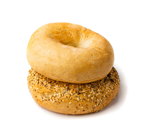 istock Bagel, Round Bread Bun, Wheat Bakery with Grains And Seeds for Breakfast, Plain Circle Bagel Bread 1692613271