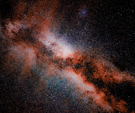 A photo of Milky Way in the night sky with space dust and deep space starry sky