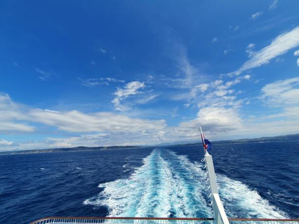 istock Boat trail on Croatian sea 1692613909