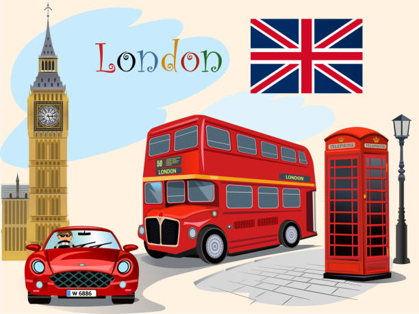 английский road - big ben isolated london england england stock illustrations