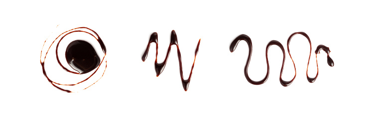 Chocolate Sauce Smear Isolated, Choco Sauce Drop, Cream Line, Melt Chocolate Drizzle, Cocoa Sauce Flat Stroke, Brown Syrup Decoration, Soy Sauce on White Background