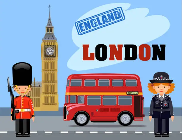 Vector illustration of The London postcard