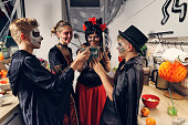 Teenagers are having fun on Halloween Party
