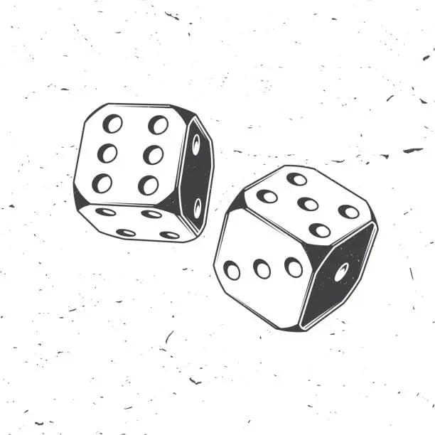 Vector illustration of Lucky two dices icon silhouette. Vector illustration. Two cubes with random numbers and rounded edges for casino apps and websites