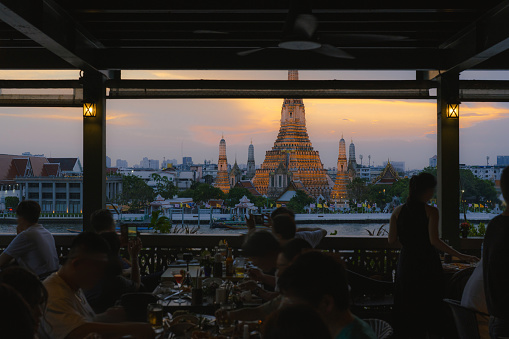 Scenic view of Wat Arun temple in Bangkok, Thailand