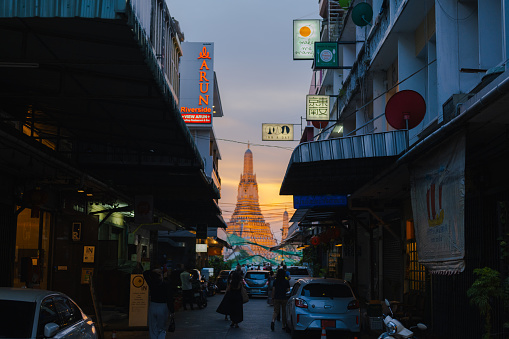 Scenic view of Wat Arun temple in Bangkok, Thailand