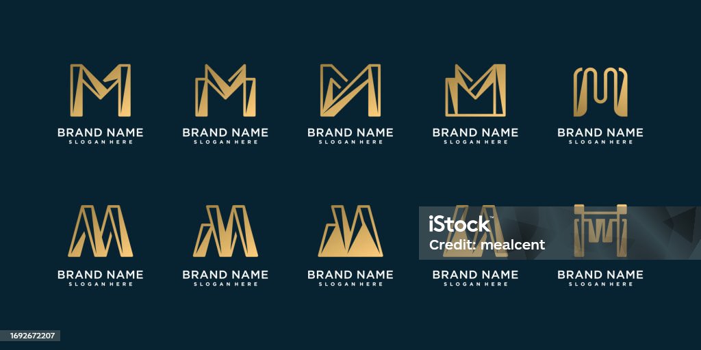 Creative M Style Letter M Collection With Creative Design Premium Vector Stock ...